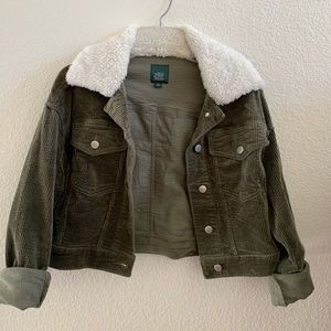 Olive Corduroy Trucker Jacket